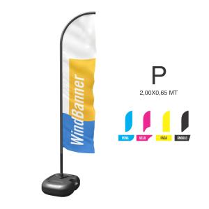 WINDBANNER P - 2,0X0,65 - COMPLETO TECIDO POLIÉSTER  4X4 COLORIDO FRENTE E VERSO SUBLIMAÇÃO  