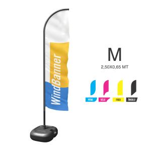 WINDBANNER M - 2,50X0,65 - COMPLETO TECIDO POLIÉSTER  4X4 COLORIDO FRENTE E VERSO SUBLIMAÇÃO  